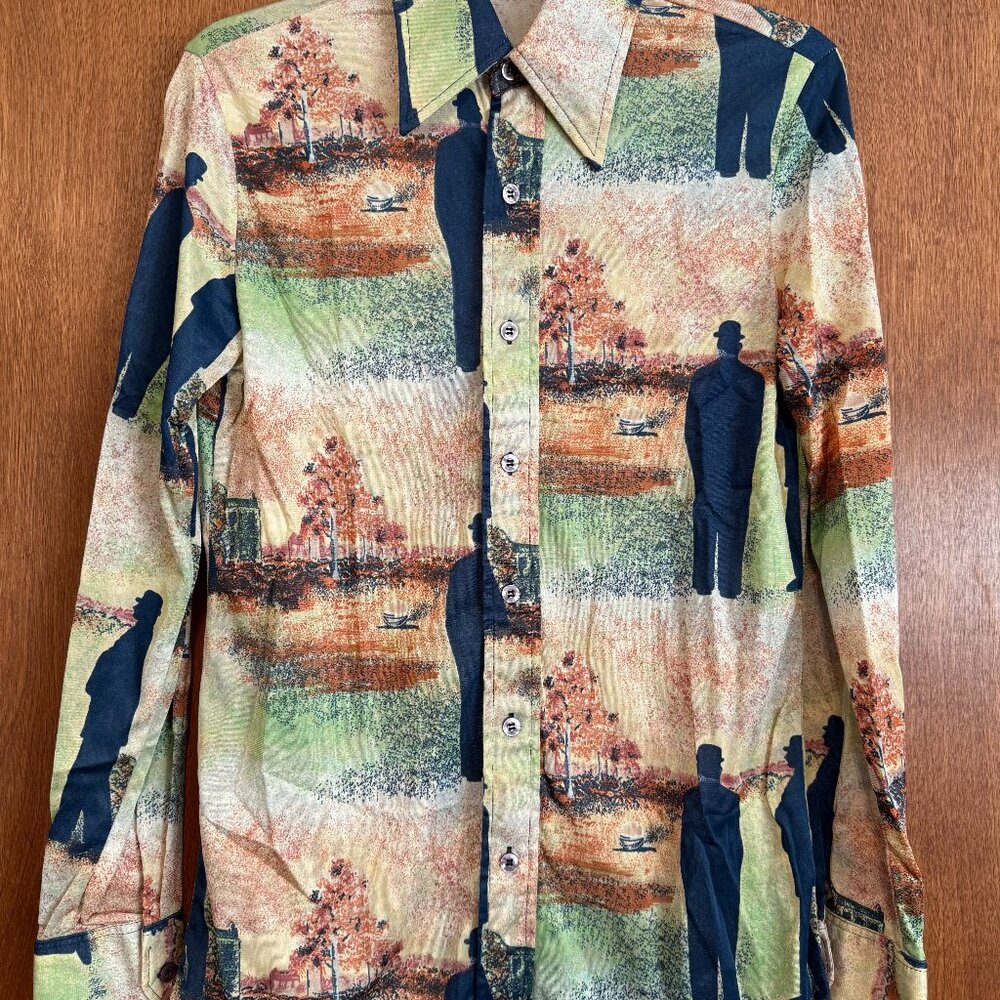 Rare Vintage 70's Polyester Shirt - Men's Long Sleeve Shirt